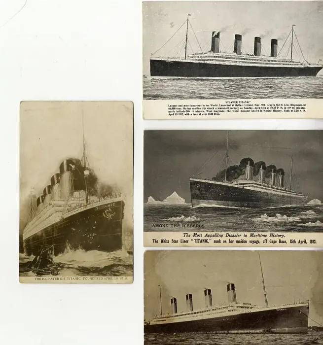Framed Print : RMS Titanic - four post-disaster postcards Framed Print : RMS Titanic - four post-disaster postcards