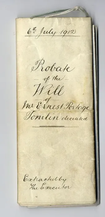 Framed Print : RMS Titanic - Probate of the Will, Ernest Tomlin, victim Framed Print : RMS Titanic - Probate of the Will, Ernest Tomlin, victim
