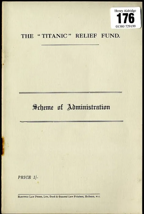 Framed Print : RMS Titanic - Relief Fund, Scheme of Administration Framed Print : RMS Titanic - Relief Fund, Scheme of Administration