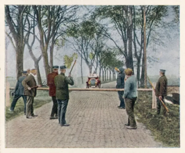 Framed Print : Road Block / Germany / 1921 Framed Print : Road Block / Germany / 1921