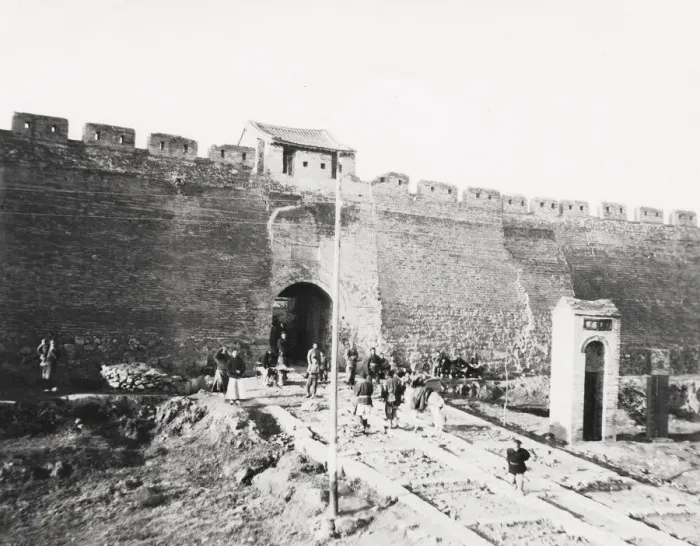 Framed Print : Road construction, city gate, China, Peking Beijing ? Framed Print : Road construction, city gate, China, Peking Beijing ?
