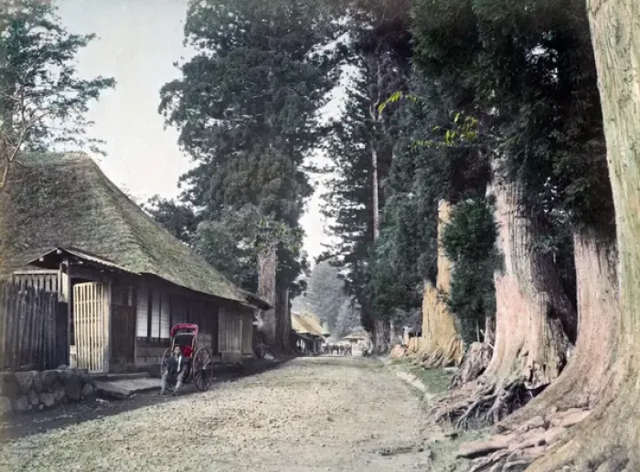 Framed Print : Road at Imaichi, Nikko, Japan, circa 1880s Framed Print : Road at Imaichi, Nikko, Japan, circa 1880s