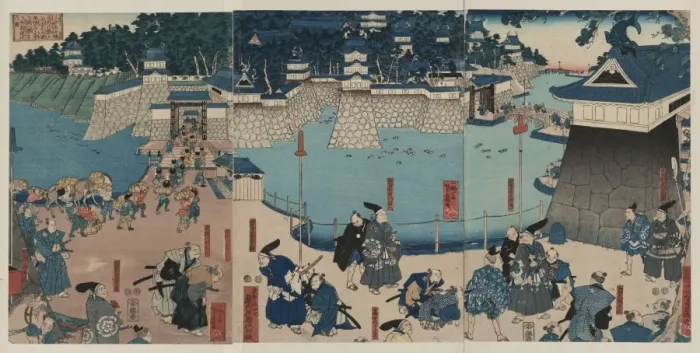 Framed Print : On the road, Kusunoki, Masashi passing by or barricading him Framed Print : On the road, Kusunoki, Masashi passing by or barricading him