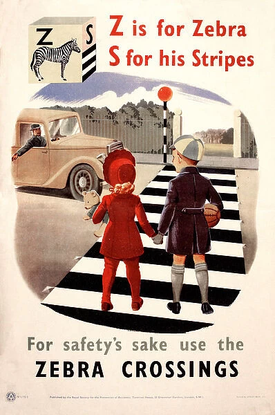 Road safety poster, Zebra Crossings