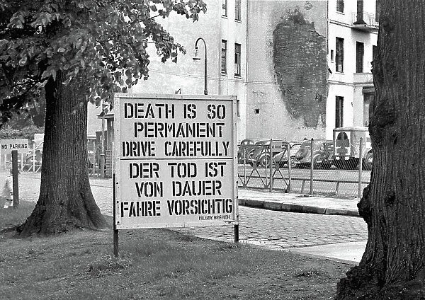 Road sign, drive carefully