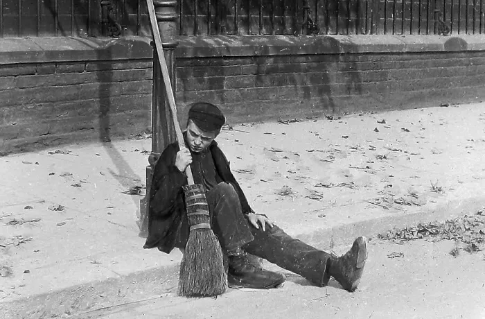 Framed Print : Road sweeper Victorian period