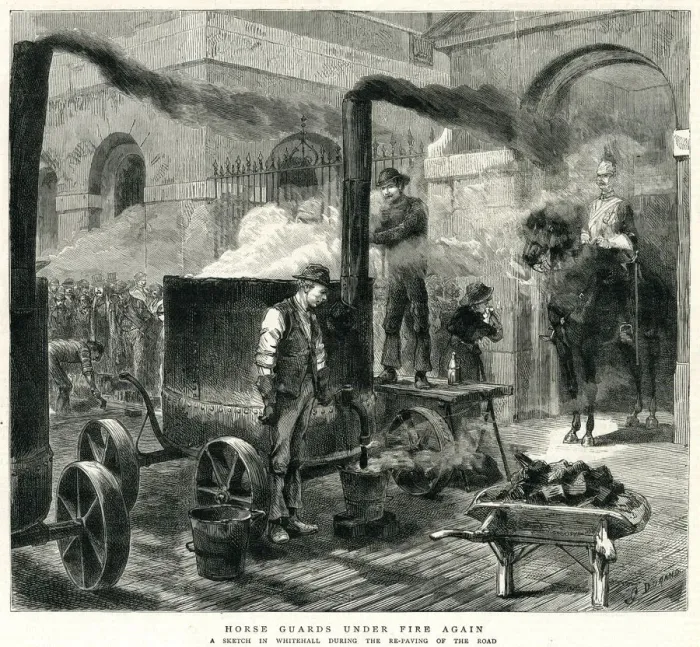 Framed Print : Road Works in Whitehall, London 1882 Framed Print : Road Works in Whitehall, London 1882