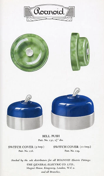Roanoid bakelite bell push and switch covers