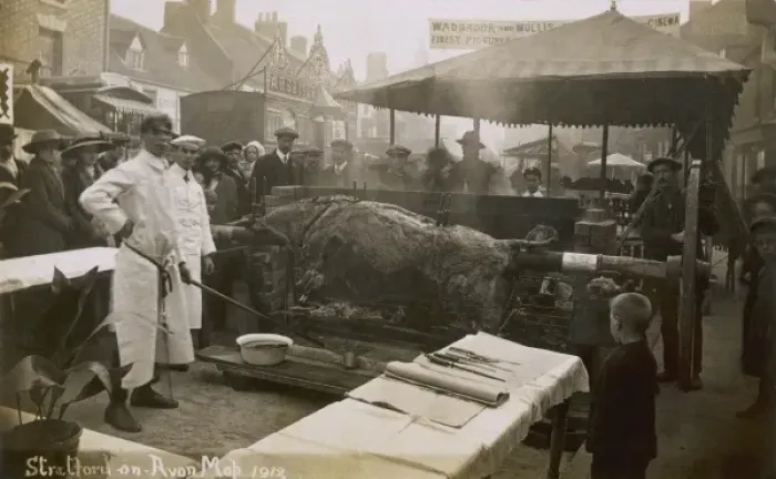 Framed Print : Roasting an Ox 1918 Framed Print : Roasting an Ox 1918