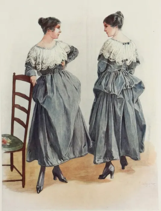 Framed Print : Robe d. An indoors dress, both front and back views Framed Print : Robe d. An indoors dress, both front and back views