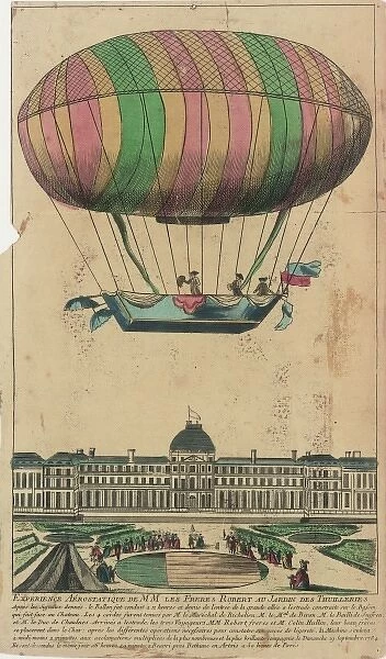 Robert Brothers in balloon over the Tuileries, Paris