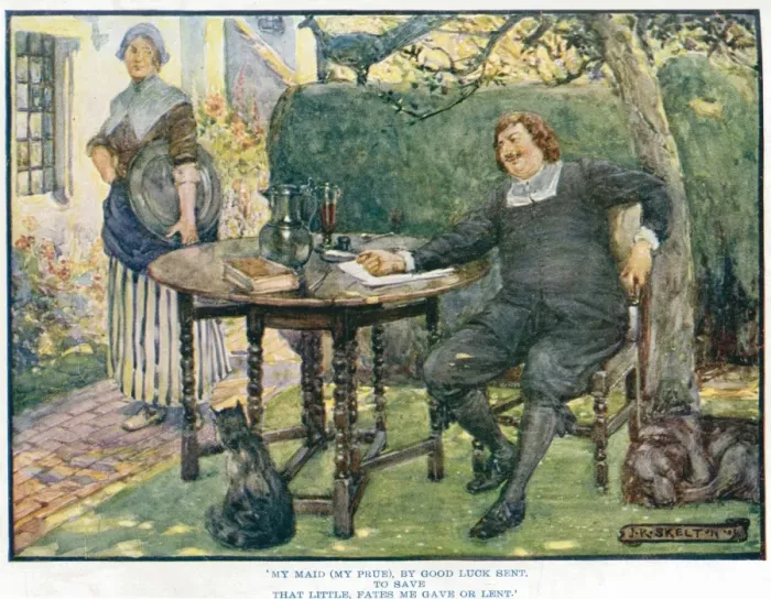 Framed Print : Robert Herrick in his Devonshire home Framed Print : Robert Herrick in his Devonshire home