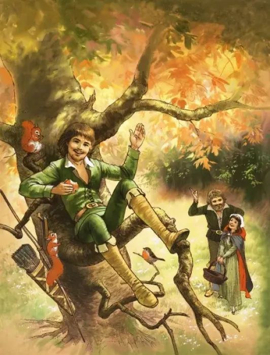 Framed Print : Robin Hood resting in a tree