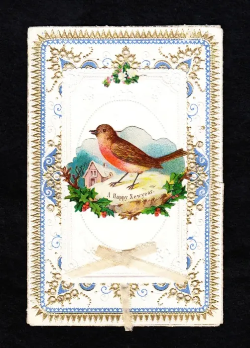 Framed Print : Robin in the snow on a New Year card Framed Print : Robin in the snow on a New Year card