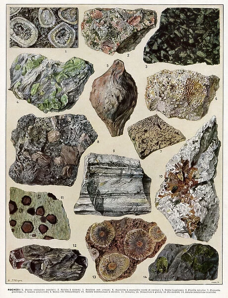 Roche - rocks. Variety of rocks including graphite and basalt. Date: 1930