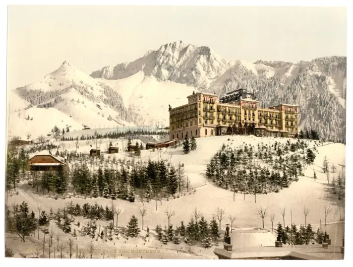 Framed Print : Rochers de Naye, and Hotel de Caux, in winter, Geneva Lake Framed Print : Rochers de Naye, and Hotel de Caux, in winter, Geneva Lake