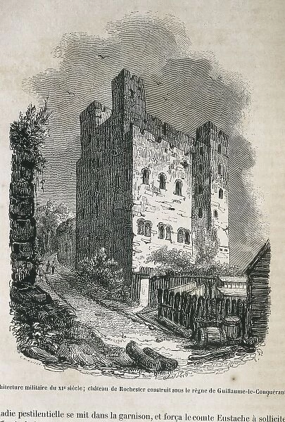 Rochester Castle in 1844. Engraving