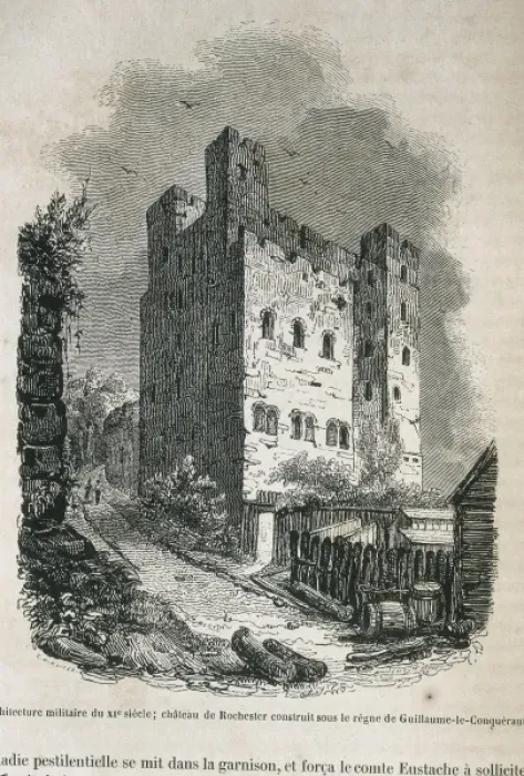 Framed Print : Rochester Castle in 1844. Engraving
