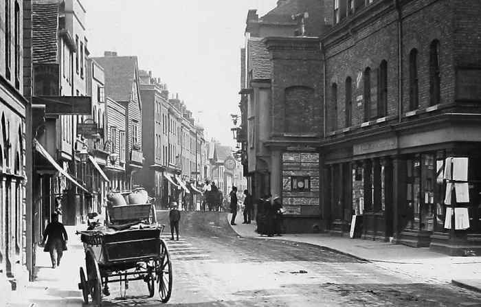 Framed Print : Rochester High street Victorian period Framed Print : Rochester High street Victorian period