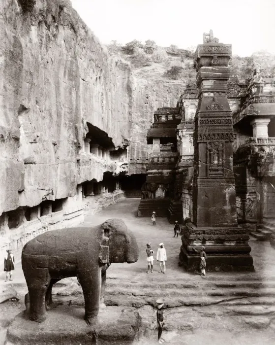 Framed Print : Rock cut elephant, Ellora caves, India Framed Print : Rock cut elephant, Ellora caves, India
