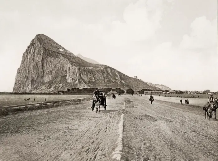 Framed Print : Rock of Gibraltar, pony and cart Framed Print : Rock of Gibraltar, pony and cart