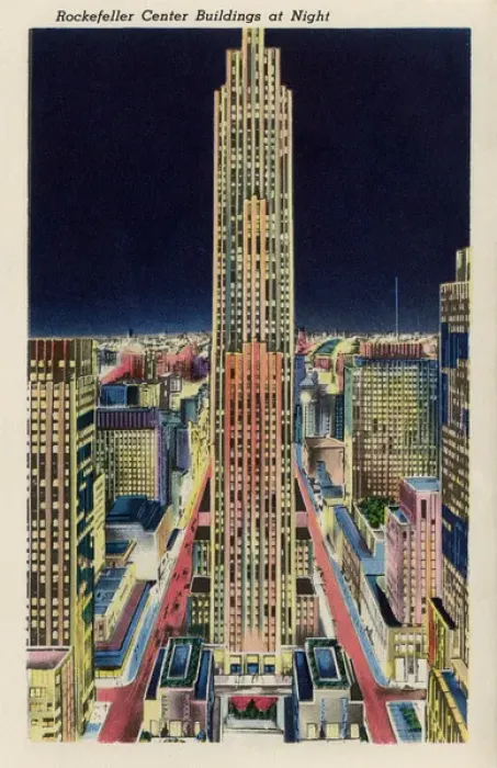 Framed Print : Rockefeller City Building at night, New York City, USA Framed Print : Rockefeller City Building at night, New York City, USA