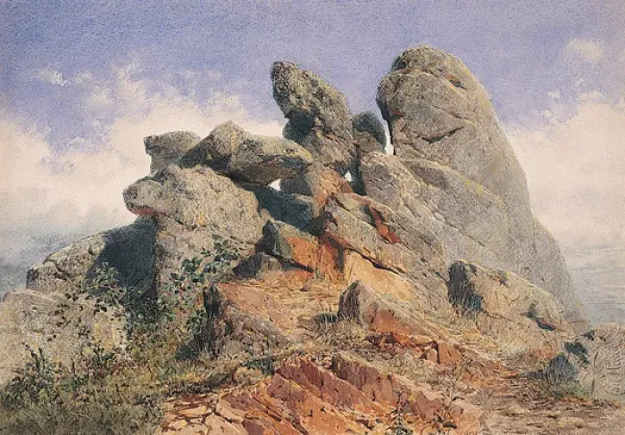 Framed Print : Rocks on a hill overhanging the Rhine Framed Print : Rocks on a hill overhanging the Rhine