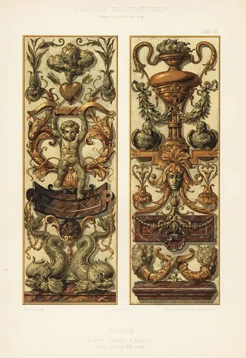 Framed Print : Rococo panels in the Louvre, Paris, 17th century Framed Print : Rococo panels in the Louvre, Paris, 17th century