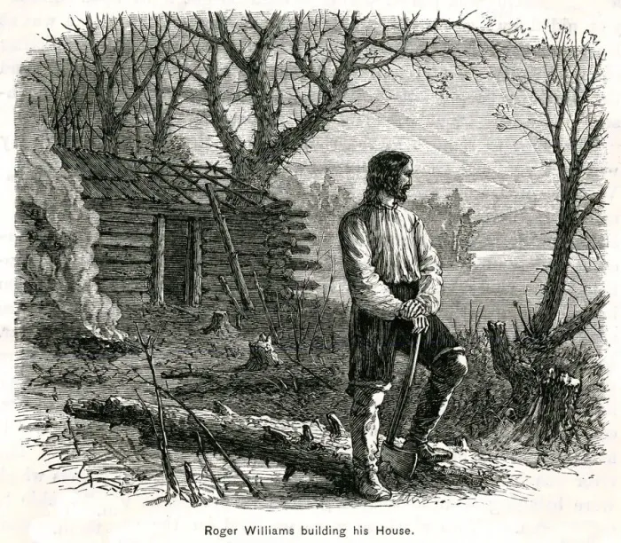 Framed Print : Roger Williams Building his Own Home Framed Print : Roger Williams Building his Own Home