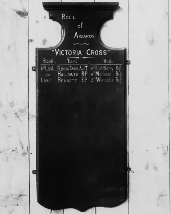 Framed Print : Roll of awards in hall of French chateau, Western Front, WW1 Framed Print : Roll of awards in hall of French chateau, Western Front, WW1