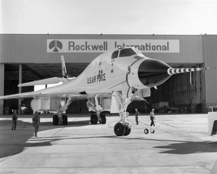 Framed Print : Roll-out of the first Rockwell B-1A 74-0158