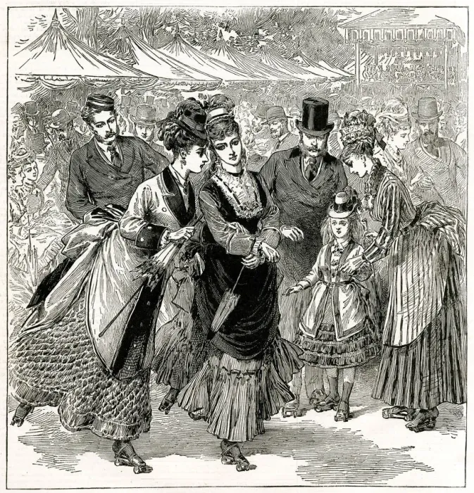 Framed Print : Roller skating in Brompton 1874 Framed Print : Roller skating in Brompton 1874