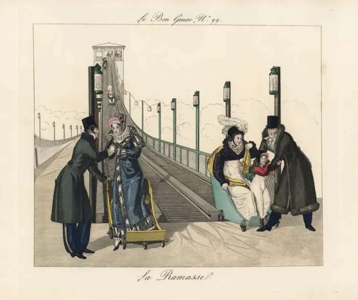 Framed Print : The rollercoaster at Roule, Paris, early 19th century Framed Print : The rollercoaster at Roule, Paris, early 19th century