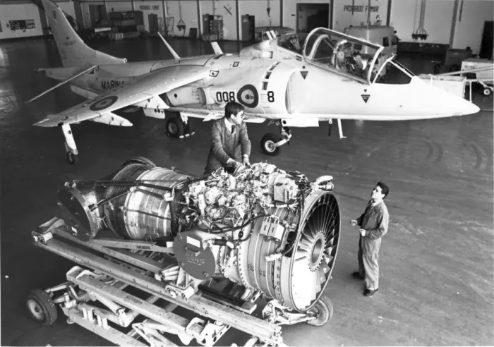 Framed Print : Rolls-Royce Pegasus turbofan alongside a two-seat Matador Framed Print : Rolls-Royce Pegasus turbofan alongside a two-seat Matador