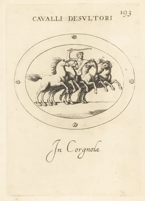 Framed Print : Roman acrobat or desultor with four galloping horses Framed Print : Roman acrobat or desultor with four galloping horses