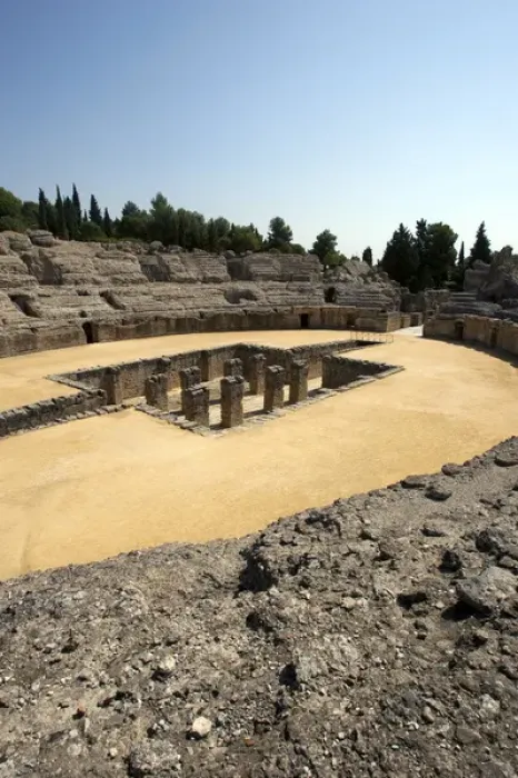 Framed Print : Roman amphitheatre. 2nd century BC. Italica. Spain