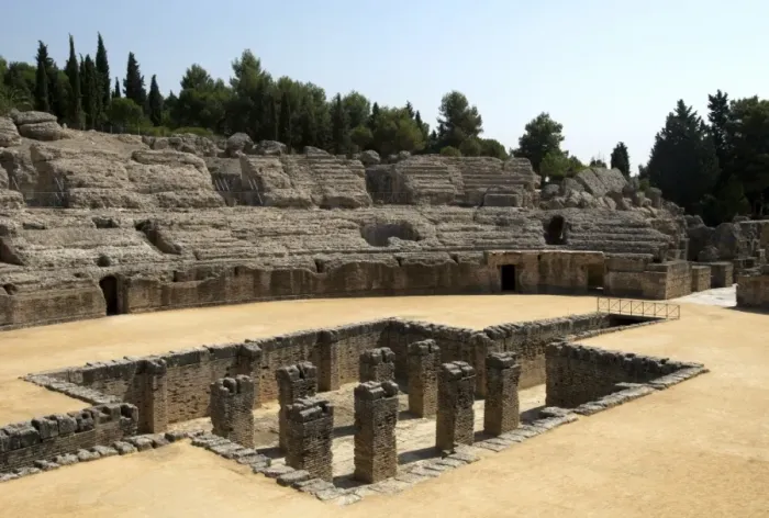 Framed Print : Roman amphitheatre. 2nd century BC. Italica. Spain Framed Print : Roman amphitheatre. 2nd century BC. Italica. Spain