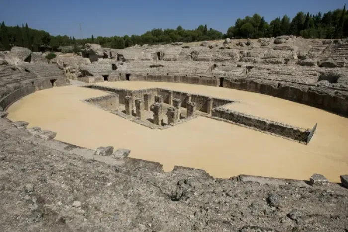 Framed Print : Roman amphitheatre. 2nd century BC. Italica. Spain Framed Print : Roman amphitheatre. 2nd century BC. Italica. Spain