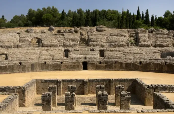 Framed Print : Roman amphitheatre. 2nd century BC. Italica. Spain Framed Print : Roman amphitheatre. 2nd century BC. Italica. Spain