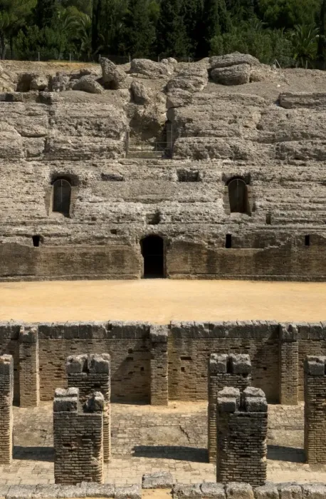 Framed Print : Roman amphitheatre. 2nd century BC. Italica. Spain Framed Print : Roman amphitheatre. 2nd century BC. Italica. Spain