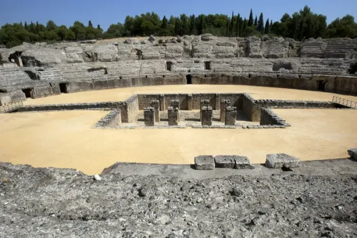Framed Print : Roman amphitheatre. 2nd century BC. Italica. Spain Framed Print : Roman amphitheatre. 2nd century BC. Italica. Spain