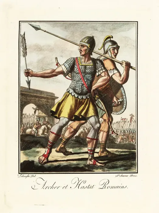 Framed Print : Roman archer and spearman, ancient Rome Framed Print : Roman archer and spearman, ancient Rome