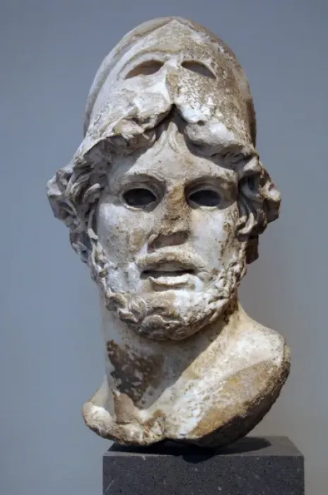 Framed Print : Roman Art. Marble head of a Greek general. 1st-2nd century A Framed Print : Roman Art. Marble head of a Greek general. 1st-2nd century A