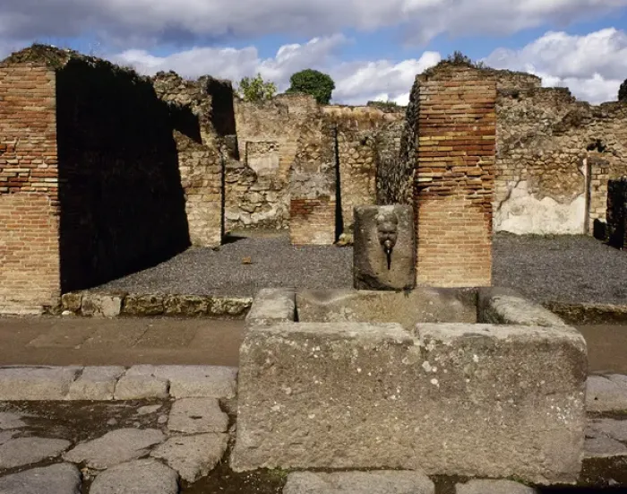 Framed Print : Roman art. Pompeii. Public fountain. Abundance path. Italy Framed Print : Roman art. Pompeii. Public fountain. Abundance path. Italy