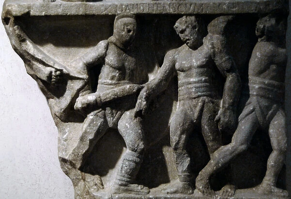 Roman art. Relief commemorating the victories of a gladiator