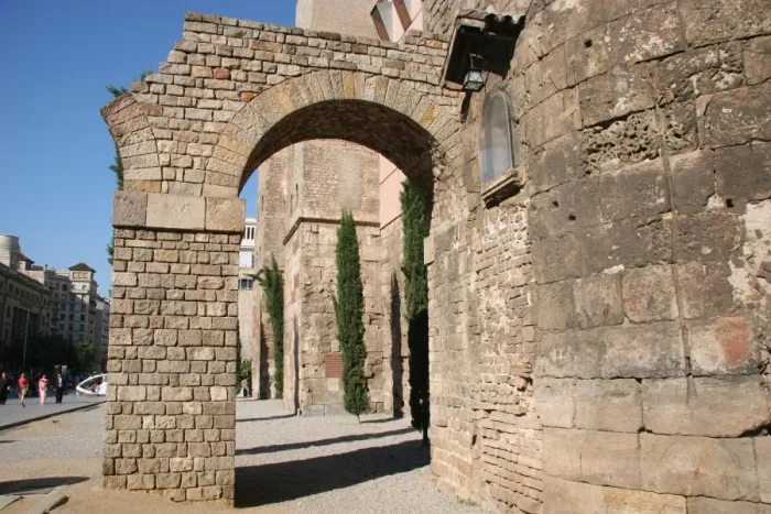 Framed Print : Roman Art. Ruins ot the roman wall and two arches from the a Framed Print : Roman Art. Ruins ot the roman wall and two arches from the a