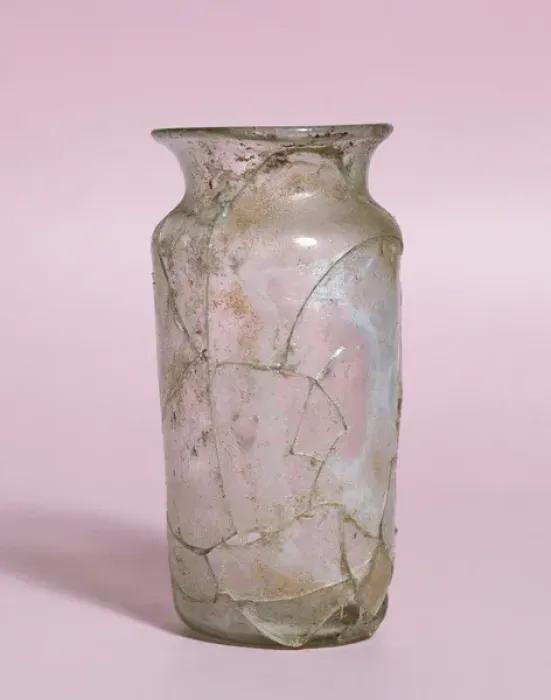 Framed Print : Roman Art. Spain. Small jar for ointments with neck. Clear b Framed Print : Roman Art. Spain. Small jar for ointments with neck. Clear b