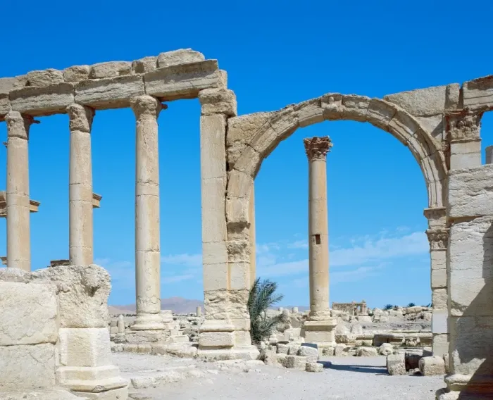 Framed Print : Roman art. Syria. Palmyra. Decumanus (avenue). Ruins. 3rd c Framed Print : Roman art. Syria. Palmyra. Decumanus (avenue). Ruins. 3rd c
