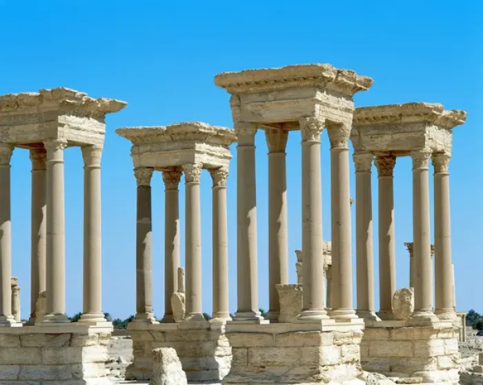 Framed Print : Roman art. Syria. Palmyra. The tetrapylon Framed Print : Roman art. Syria. Palmyra. The tetrapylon