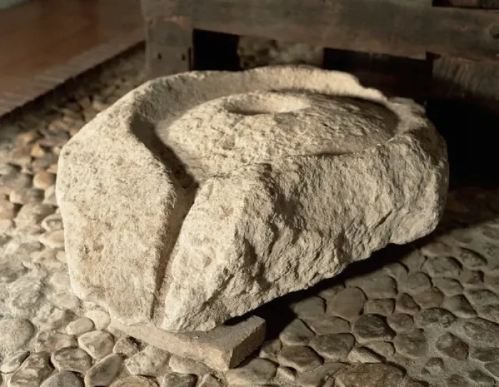 Framed Print : Roman base of a press, special for wine. 1st century BC. Spa Framed Print : Roman base of a press, special for wine. 1st century BC. Spa